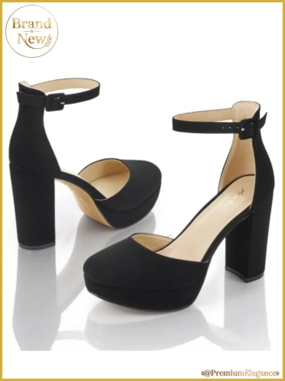 Platform Closed Toe Heels Round Toe High Chunky Pumps